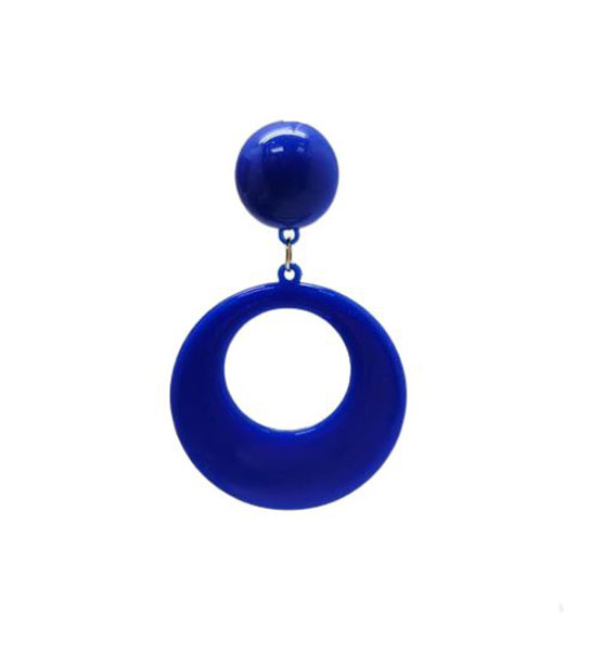 Plastic Flamenco Earrings. Medium Hoop. Blue
